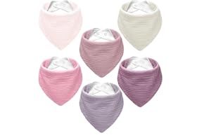 NISXABEBE Muslin Baby Bibs 6 Pack Dribble Bandana Bibs Cotton Drool Bibs for Teething Soft and Absorbent with Adjustable Snaps