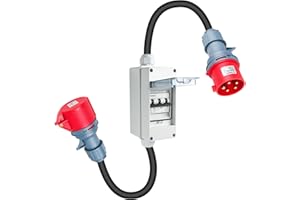 PJERJZN CEE-Adapter Stecker 32A auf 16A Adapter 415V 2,5mm² – Kabel Werkzeugfreie Umstellung, 5-Poliger IP44 Schutz für Camping, Baustelle, Werkstatt (32A auf 16A 3P 415V)