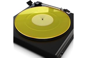 TAKMORK Plattenspieler-Matte, Schallplatten-Slipmat, Acryl-Plattenspieler-Platte, Vinyl-Rutschmatten (Gelb)