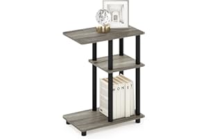 Furinno Turn-N-Tube stolik pomocniczy do sofy w kształcie litery C, dąb francuski/czarny