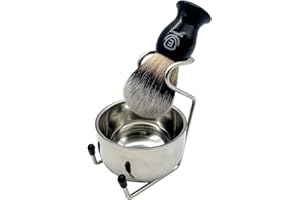 3pcs Shaving Brush Set by Echolly-Premium Mens Shaving Brush,Stainless Steel Stand and Bowl-Traditional Wet Shaving Kit-Best Shaving Gifts for Men,Boyfriends,Fathers