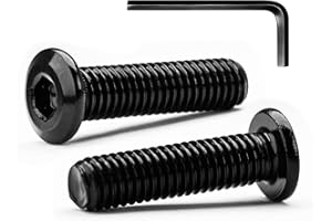 MINHER M6 x 30mm 10Pcs Tête Plate Vis D'assemblage à Six Pans Creux, Vis à Tête Plate, Acier Inoxydable A2 V2A, Boulons de Meubles, Filetage Complet, Oxyde Noir (Avec Clé Hexagonale)