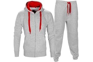 trending babz Unisex Kids Girls Boys Tracksuit Contrast Set Long Sleeve Fleece Zipper Hoodie Top Bottoms Jogging Joggers Gym School Size 7-13 Year