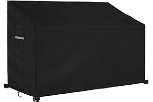 Dokon Housse Banc de Jardin 2 Places Imperméable Housse de Protection Banc Extérieur avec Aérations, Résistant au Vent, Anti-UV Tissu Oxford 420D Bache Canapé de Jardin (134x66x63/89cm) - Noir