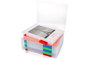 MUXHEL 6 PCS A4 File Box Plastic Clear Box Files A4 Storage Boxes with Lids a4 Paper Storage Box with Buckle for File, Magazines, Documents, Paper, Office & School