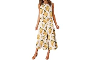 FANCYINN 2 pièces Combinaisons pour Femmes - Chemise Longue Basique Pantalon Taille Haute Combinaisons