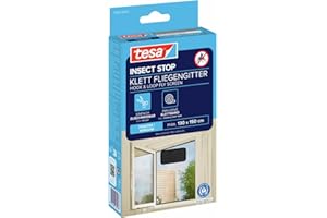 tesa Insect Stop Standard Fliegengitter für Fenster - Insektenschutz zuschneidbar - Mückenschutz ohne Bohren - 1 x Fliegen Netz - 130 cm x 150 cm - Anthrazit