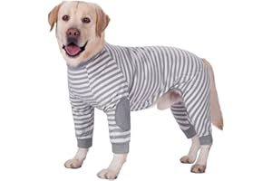 BT Bear, gestreifter Hundepyjama, Overall, für mittelgroße bis große Hunde, flexibel, weich, atmungsaktiv, mit Reißverschluss,