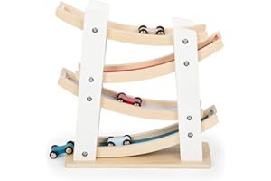 Small Foot 11873 Classique, en Bois Naturel, avec des Pistes de Course colorées, à partir de 18 Mois Toys, Blanc