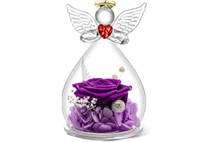 ‎QINQINXIN Qinqinxin Geschenk für Mama Oma, Ewige Rose Kuppel Glas Engel, Handgefertigte Ewige Blume Engel Figur, Originelles Geburtstagsgeschenk Geschenk für Sie Valentinstag (2-Violett)