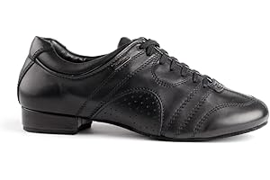 Portdance Herren Chaussures de Danse/Dance Sneakers PD Casual - Cuir Noir - Semelle en Daim - Made in Portugal