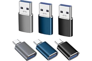 LUNTAK 6 Pack-USB C to USB Adapter(3Pack)&USB to USB C Adapter(3Pack),SuperSpeed Data Transfer and Charge USB Converter Compatible with iPhone/iPad/Laptop/Samsung/PC/MacBook/Charger and More Device-3Color