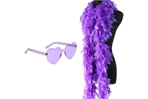 WANDERGO 2 occhiali da sole a forma di boa con piume, 2 metri per travestimenti e artigianato, accessori per feste per balli e matrimoni, decorazioni per costumi di Halloween (viola)