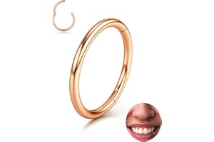BodyBonita Piercing Naso Anello con Cerniera - 316L Acciaio Chirurgico senza Cuciture Septum Piercing Clicker Anelli Cartilagine Elica Daith Conch Trago Rook Oro/Argento/Nero/Oro Rosa/Blu/Arcobaleno