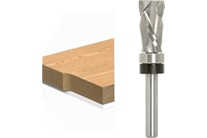 Sinoprotools Punta per fresa a compressione in carburo solido, 1/4 di pollice con gambo superiore cuscinetto a spirale, punte per fresatura a filo per legno, taglio Up-Down 1/4 "X1/2" x 1" x 2-3/4" (1