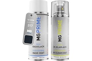MG PRIME Pintura del coche Set botes de spray 2 componentes para BMW 317 Orientblau Metallic/Orient Blue Metallic Pintura base pintura transparente de 2 componentes aerosol