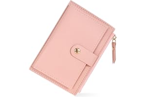 DEARBAG Portefeuille Femme Cuir, Porte Monnaie Mini Porte Cartes, avec Fermeture éclair, avec 6 Emplacements de Carte, éclair Poche à Monnaie, Porte Carte de Credit Cuir, 14 * 9 * 0.5cm (Rose)