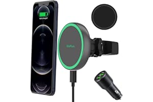 GLOPLUM Caricatore Wireless Auto Magnetico da 15W Ricarica, Compatibile con magsafe auto Caricabatterie Senza Fili Supporto Telefono, Compatibile coniPhone 15 / iPhone serie 14/13