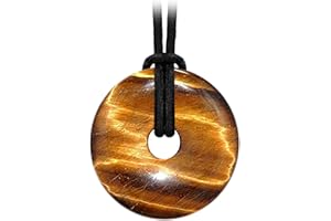 KALTNER PRÄSENTE Regali Kaltner collana con ciondolo a forma di ciambella in pelle con pietre occhio di tigre (diametro 40 mm)