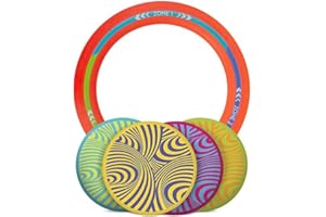 Waboba Backnine, Nomadic Disc Golf-Frisbee rzucająca latająca gra celowa, przenośny ogród na zewnątrz zestaw plażowy z 4 dyskami skrzydłowymi, 1 pierścieniem, kartą wyników i walizką, jeden rozmiar - 285 x 285 x 5 mm