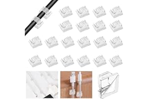 VCRANONR 120 Pezzi Autoadesivo Clip Cavo Fermacavi Adesivi Mini Clip per Cavi Clip per la Gestione dei Cavi Organizer per Cavi da Scrivania per Casa Ufficio Auto Giardino Muro, Trasparente