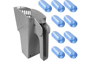 HUTVD HUYVD Katzenklo Schaufel 2 in 1, Streuschaufel mit Behälter, Abnehmbare Schmutzfreie Katzenstreuschaufel mit 9 Rollen Abfallsäcken, Katzenstreu Entsorgungseimer mit Schaufel für Katzenstreu Klumpstreu