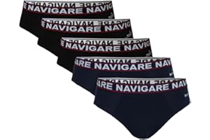 Navigare Slip Uomo Bielastico: Comfort Superiore e vestibilità Perfetta. Mutande Uomo Slip in Cotone, Confezione 5 Pezzi, Art. 874/E - 824. Edizione Limitata Esclusiva per Azzeta.
