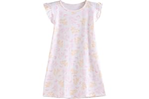 SAMGU Camisón Niña Verano Vestido de Noche con Volantes Pijamas en Algodón Rosado Nightgowns Sleepwear for 3-8 Years