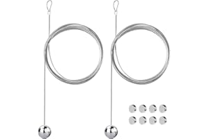 RIYBYDS 2 Filo Fotografico In Acciaio Inossidabile, Comprendente 30 Clip Magnetiche, Lunghezza 200 Centimetri, Diametro 1,5 Millimetri, Per Appendere Foto, Cartoline E Biglietti, Di Colore Argento.