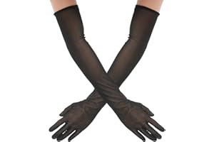 Yolev Armstulpen Damen Lange Handschuhe Schwarze Netzhandschuhe Retro 1920er Jahre Oper Teeparty Armstulpen für Braut Hochzeit Halloween Party