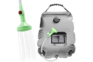 ASANMU Sac de Douche Solaire Camping, 20L Solaire Sac de Douche Portable Pliant Extérieur pour Douche Température 45 °C avec Commutable Tête de Douche Chauffe Eau Solaire pour Randonnée Escalade