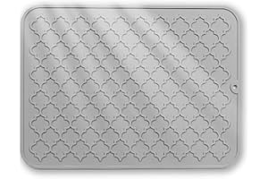 ‎RENDCQIN Rendcqin Abtropfmatte Silikon Abtropfmatte Geschirr - Silikon Trockenmatte - Hitzebeständig und rutschfest Geschirrabtropfmatte - Abtropfmatte Silikon für Küche Spüle und Geschirr (Grau)