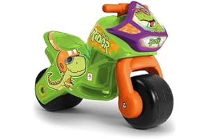 Moto per Bambini 18-36 Mesi Moto Bambino 3 Anni Ruote Larghe Stabile Senza Pedali - Primi Passi Bimbi Senza Pedali - Ergonomica Maniglia Trasporto + Design Dino - INJUSA