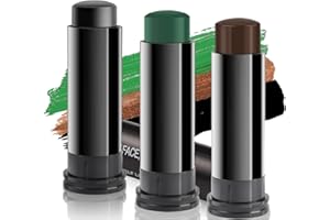 HAOUTDORY 3 Piezas Kit de Pintura Facial de Camuflaje,Stick Maquillaje Militar (Negro,Marrón,Verde) para Caza,Paintball,Airsoft,Supervivencia,Halloween, Cosplay Táctico