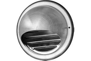 WeCooper 304 Stainless Steel Air Vent 150mm, Round Bull Nosed External Extractor Wall Vent Outlet, Grille with Louvres, Fly Screen and Drip Deflector