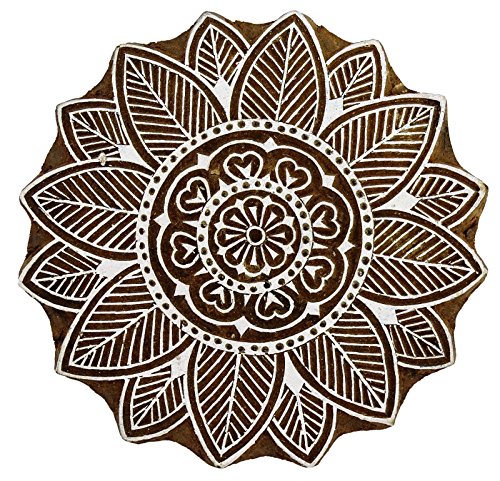 Braun Holzblock Blumenmuster Hand geschnitzte Textilien, Holz, Stempeldruck Blöcke - 4