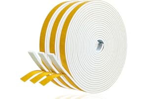 YANKUIRUI Samoprzylepna taśma uszczelniająca, uszczelka okienna, 12 mm (szer.) x 3 mm (średnica)/15 m (dł.) uszczelka do drzwi okien, uszczelka piankowa, gumowa taśma uszczelniająca, izolacja akustyczna i kolizja, biała