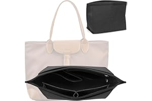 QGGTQG Organizador de Bolsos Longchamp Organizador de Bolsos Premium Organizador de Bolsos Longchamp Organizador de Bolsos de Fieltro con Múltiples Bolsillos (Gris, M)