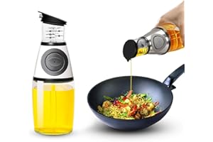 Feliciay Bottiglie Erogazione Versatore Cucina Ampolla con Beccucci Antigoccia Bottiglia per AcetoMisura Cottura Trasparente Verdure Bilancia Senza Beccuccio (Argento, 250 ml/8,8 oz)