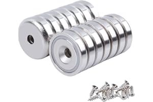 OCEUMAOA Imanes Neodimio Potentes,10 kg Fuerza, con Casquillo de Acero y Orificio avellanado, iman 16 mm, 14 Piezas, con Tornillos