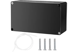 QIWUHAI Elektronika, puszka przyłączeniowa, puszka rozgałęźna, wodoszczelna IP65, puszka rozdzielcza, natynkowa, skrzynka przyłączeniowa, obudowa z tworzywa sztucznego (czarna, bez ucha, 158x90x60 mm)