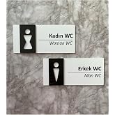Basic White Black Seri Kadın&amp;erkek Wc Kendinden Yapışkanlı Y&ouml;nlendirme Levha Seti