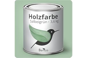 Berico Holzfarbe - Salbeigrün - 3,6 Kg - 4in1 Premium Holzlack inkl. Grundierung & Decklack - Für Innen und Außen - Robust & Wetterfest