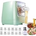 MXLPAS Electric Pasta Maker, 260W Automatic Noodle Press Machine, 2 in 1 Kneading and Making Noodles Machine, for Spaghetti/Noodles/Dumpling Skin,13 Molds,Save Time and Energy, Friendly for Novices,B