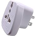 GOMMLE US/CA/JP Type B Adaptor Plug with Flat Blades/Round Grounding Pin and Safety Shutter, UAE/EU/DE/UK/Italy/Swiss/Indian Plug Suitable for 3 Pin US/JP/CA Socket (US/JP/CA Plug * 1 White)