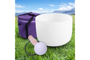 ENERGYSOUND Campana tibetana in cristallo di quarzo smerigliato, 432 Hz, chakra del terzo occhio, 20 cm + borsa per il trasporto martello e O-ring inclusi