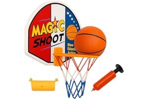 Toyana Wall Mounted Basketball Hoop Set for Kids with PVC Backboard & Mini Basket Ball, Pump, Rim Net, Over the Door Ring, Indoor Bedroom Sports Game Activity Toy Gift Set for Children Ages 3+ Years