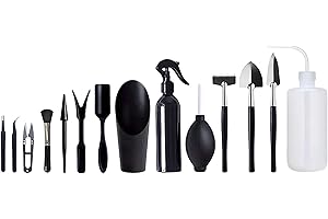 AMSAMOTION Zestaw narzędzi bonsai 14-częściowy z praktycznymi, mini narzędziami ogrodniczymi do roślin pokojowych i profesjonalnej hodowli bonsai