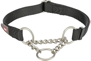 TRIXIE Premium tågstopphalsband storlek S–M: halsomkrets 30–40 cm/15 mm i svart – steglöst justerbart hundhalsband för små ti