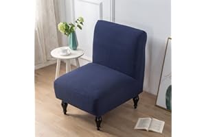 Highdi Jacquard Fodera Copripoltrona Senza Braccioli Elasticizzato, Copridivano Coprisedie Accent con Schienale 1 Posto Lavabili Removibili Coprisedia per Sala da Pranzo Soggiorno (Blu Navy)